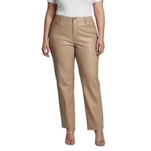 Kensie Jeans Faux Leather Pants Tan Women Size 14/32 NWT